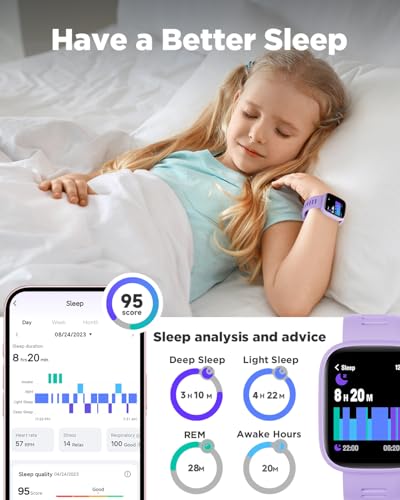 BIGGERFIVE Smart Watch for Kids, 1.8" Fitness Tracker Watch Pedometer, Heart Rate, IP68 Waterproof, Sleep Monitor, Calorie Step Counter, 5 Puzzle Games with/Without APP for Girls Teens 5-16 - Image 4