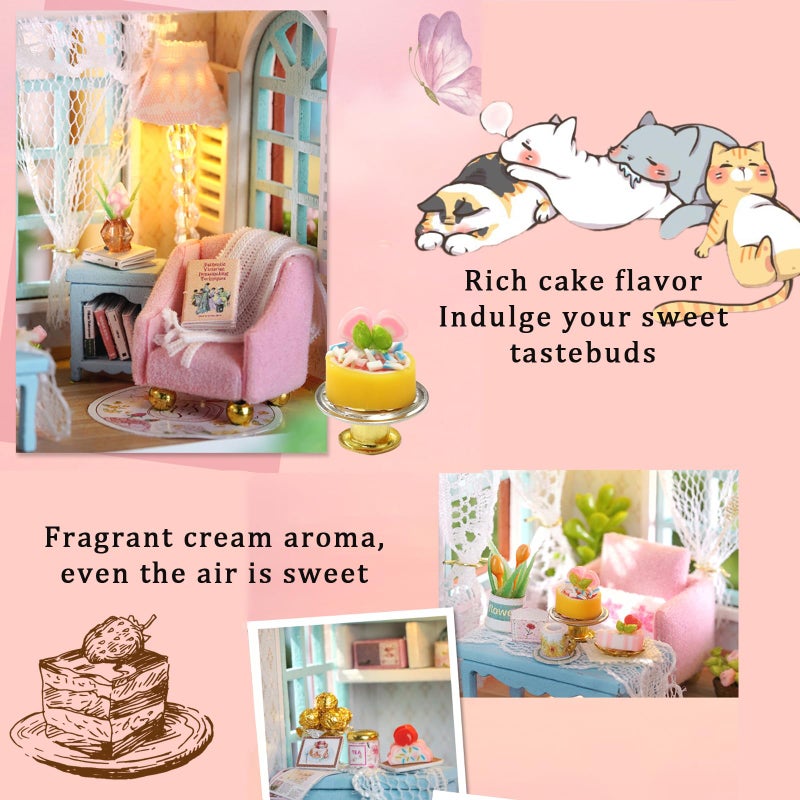 Flever مجموعة منزل دمى فليفر المصغرة DIY غرفة إبداعية مع أثاث لهدية رومانسية في عيد الحب (متجر مانشينغ للحلويات) - Image 5