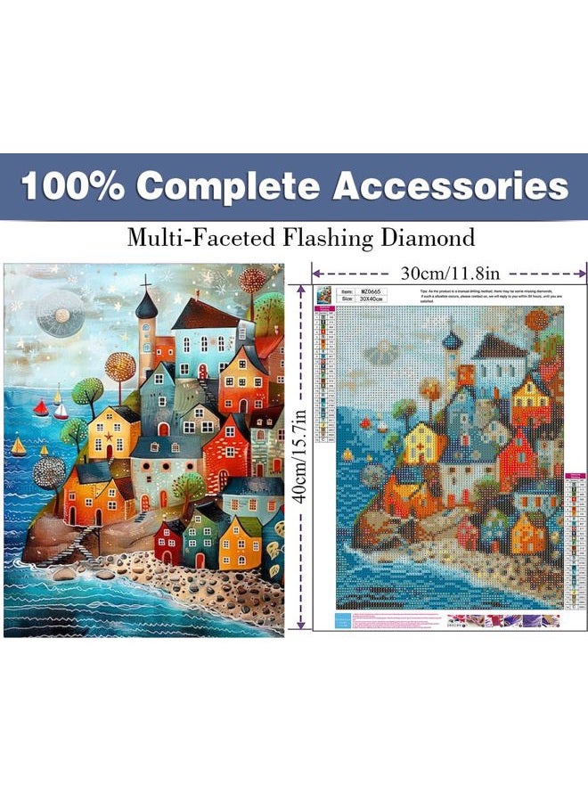 ijbnhd Diamond Art Kits for Adults - House Diamond Painting Kits for Adults, 5D Diamond Painting Dream House, DIY Full Drill Diamond Painting Beach Gem Art Crafts 12x16inch - Image 2
