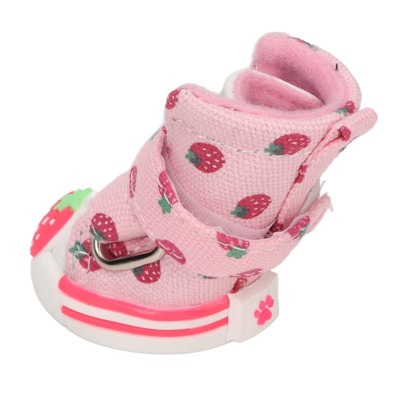 Strawberry Canvas Dog Boots For Small Dogs Slip On Breathable Size Type 5 - Image 3
