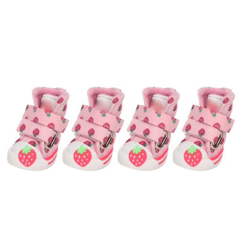 Strawberry Canvas Dog Boots For Small Dogs Slip On Breathable Size Type 5 - Image 4