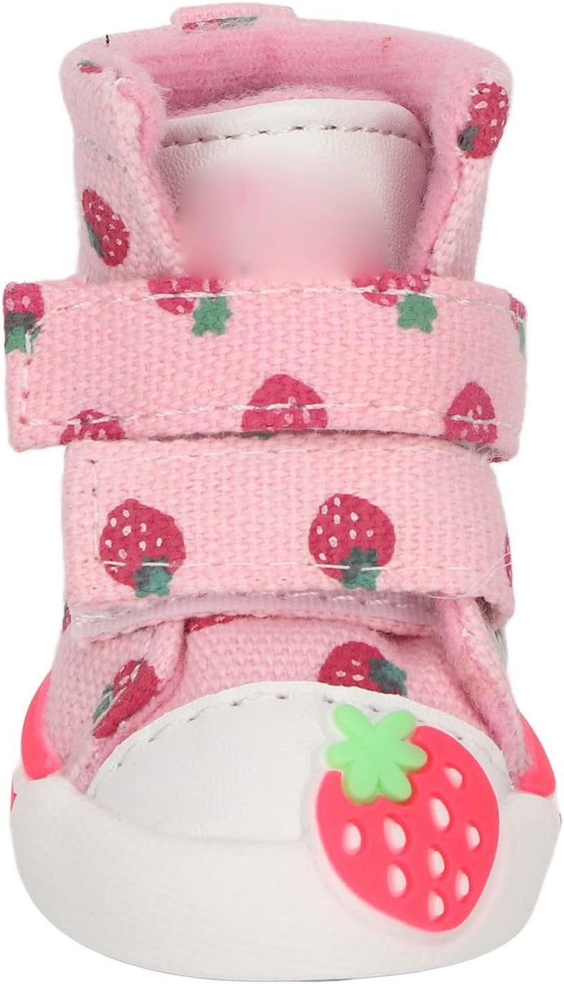 Strawberry Canvas Dog Boots For Small Dogs Slip On Breathable Size Type 5 - Image 1