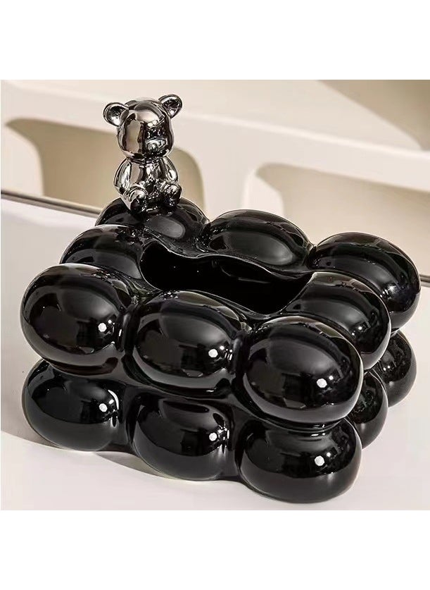 Generic Cute Creative Cotton Candy Tissue Box HolderTissue Box + bear [advanced black]] Tissue Box + bear [advanced black]] 