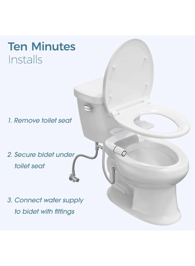 Toilet Bidet Attachment, Non-Electric Bidet, Dual Nozzle Front & Rear Wash, Adjustable Water Pressure Control, Rust-Proof Metal Water Inlet, Ultra Slim 0.58cm Design, Fits Most Standard Toilets, Personal Hygiene, Pregnancy, Postpartum, Home Bathroom - Image 4
