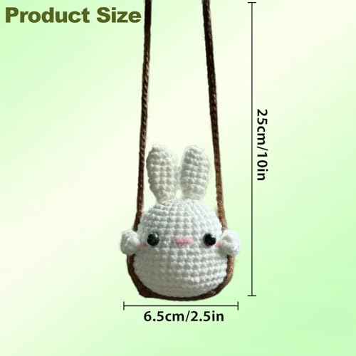 FOWSEEK Crochet Potted Plants Car Mirror Hanging Accessories, Cute Car Decorations for Women Men, Handmade Knitted Rearview Mirror Accessories Home Crochet Plant Decor Gifts - Image 2