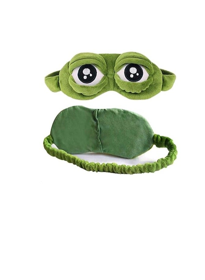 غطاء عيون ناعم من القطيفة بتصميم كرتوني بنمط عيون ضفدع ثلاثية الأبعاد من ماي سوق ستور، لون أخضر - Image 1