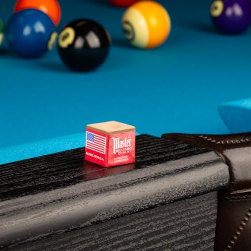 Master Billiard Pool Chalk, Pack of 12 Cubes, Gold, with Protective Box - Professional Billiards Chalk for Smooth, Even Coating on Cue Tip - Pool Table Accessories Gifts for Men, 18-325 - Image 5