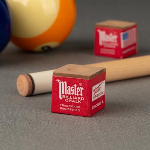 Master Billiard Pool Chalk, Pack of 12 Cubes, Gold, with Protective Box - Professional Billiards Chalk for Smooth, Even Coating on Cue Tip - Pool Table Accessories Gifts for Men, 18-325 - Image 2