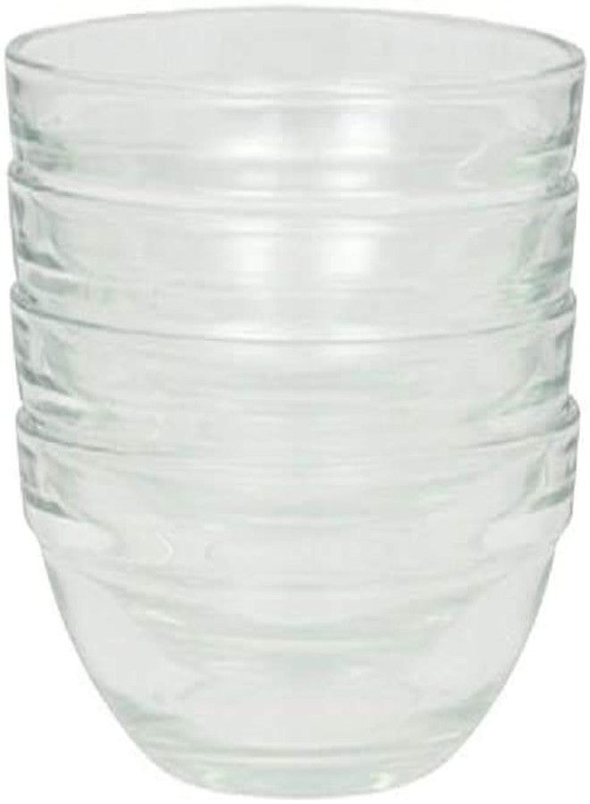 Set of 4 Stackable 3.5-Inch Serving/Mixing Prep Clear Glass Bowls.