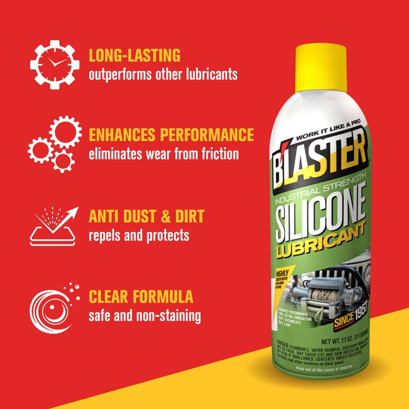 blaster Bâ€™Laster Silicone Lubricant Spray â€“ Non-Staining Silicone Spray for Metal Parts â€“ Long-Lasting Protection, Reduces Friction & Wear â€“ Works on Metal, Rubber & Plastic â€“ 11 oz (Case of 12) - Image 2