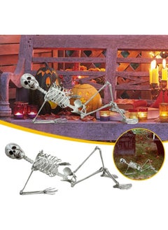 Halloween Skeleton Life Size Full Body Posable Joints Skeletons Life Size Skull Hand Life Body Anatomy Model Decor Halloween Skeleton Decorations for Halloween Party Haunted House Supplies (27.6'')