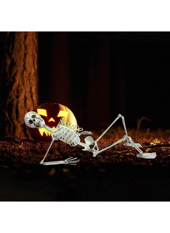 klarako - Halloween Skeleton Life Size Full Body Posable Joints Skeletons Life Size Skull Hand Life Body Anatomy Model Decor Halloween Skeleton Decorations for Halloween Party Haunted House Supplies (27.6'') - Image 1