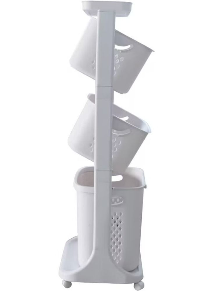 Dream Zone 3-Tier Laundry Basket with Wheel Rolling Laundry Sorter Hamper for Kitchen Bedroom Bathroom - Image 3