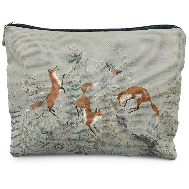 RYYCDOI Fox Gifts for Women Fox Wildflowers Makeup Bag Forest Fox Cottagecore Cosmetic Bags Toiletry Bag for Women Animal Lover Gifts - Image 2