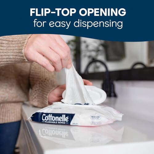 Cottonelle مناديل مبللة قابلة للشطف خالية من العطر من كوتونيل، مناديل مبللة للبالغين، عبوتان بغطاء قابل للفتح، 42 منديل في كل عبوة - Image 5