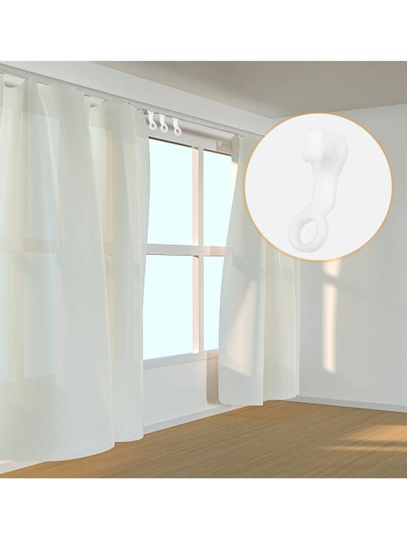 100 Pcs Curtain Hooks Plastic White Gliders Shower Curtain Hooks Rings Shower Curtain Rings and Hooks for Smooth and Easy Curtain Shower Curtain Opening and Closing 2.7x0.8cm White - Image 4