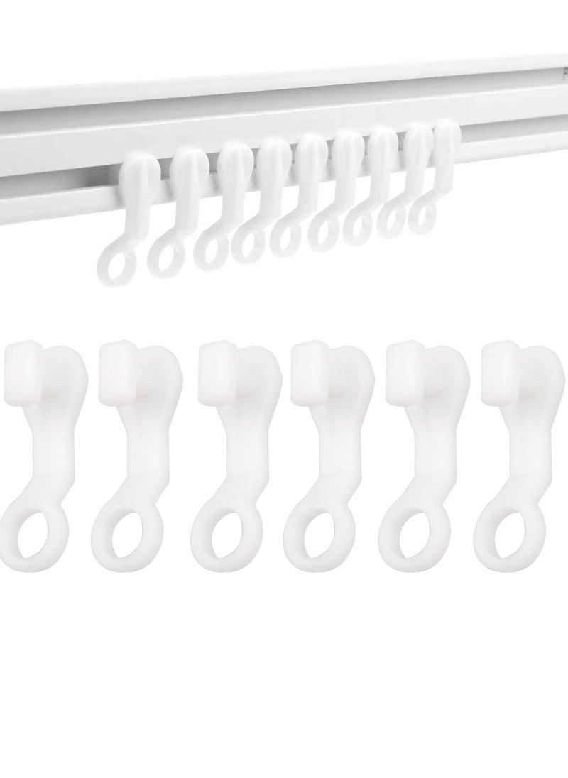 100 Pcs Curtain Hooks Plastic White Gliders Shower Curtain Hooks Rings Shower Curtain Rings and Hooks for Smooth and Easy Curtain Shower Curtain Opening and Closing 2.7x0.8cm White - Image 1