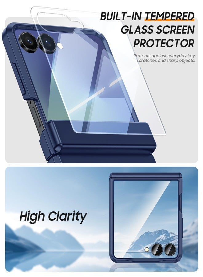 جراب Vizvera لهاتف Samsung Galaxy Z Flip 7 مع حماية للمفصل، وواقي شاشة مدمج، وغطاء هاتف شامل مقاوم للصدمات لهاتف Z Flip 7 - أزرق - Image 4