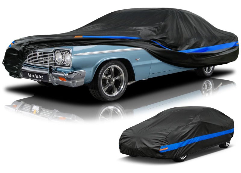 Molebt Car Cover Waterproof All Weather for Automobiles Universal Fit Genesis G90 Ford Crown VictoriaGalaxie Buick Roadmaster Chevrolet Caprice etc Suitable for Sedan Length up to 218 Inch