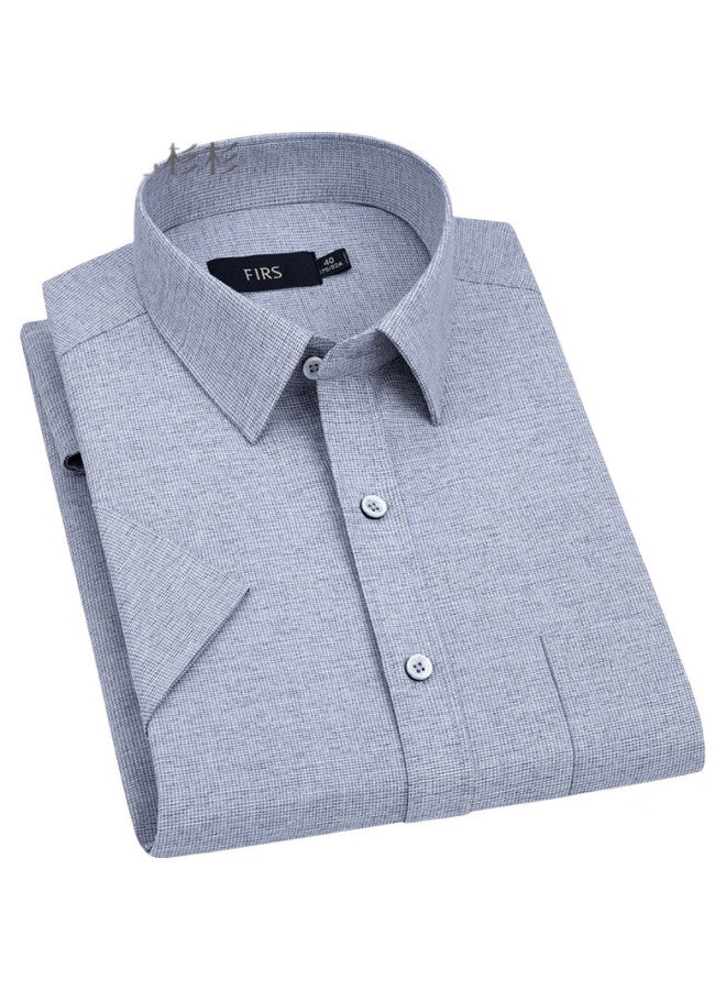 FIRS Men'S Short Sleeve Shirt Middle-Aged Business Casual Formal Loose Non-Iron Shirt Tct4298 Short Sleeve Grey 41 - Image 1