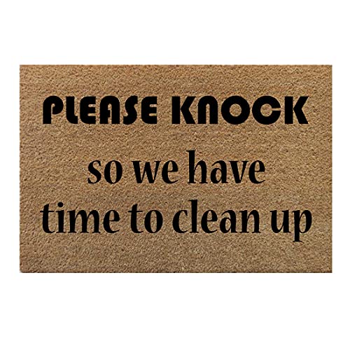 ATMAH Please Knock Coir Doormat, Size 40cm x 60cm - Image 1