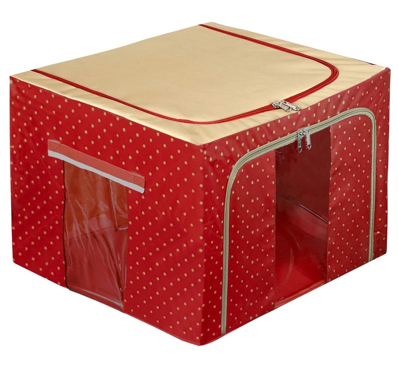 Kuber Industries Dots Print Living Box Wardrobe Organizer Cloth Storage Bags with ZipSet Of 266 LitreMaroon F_26_KUBMART016912 - Image 2