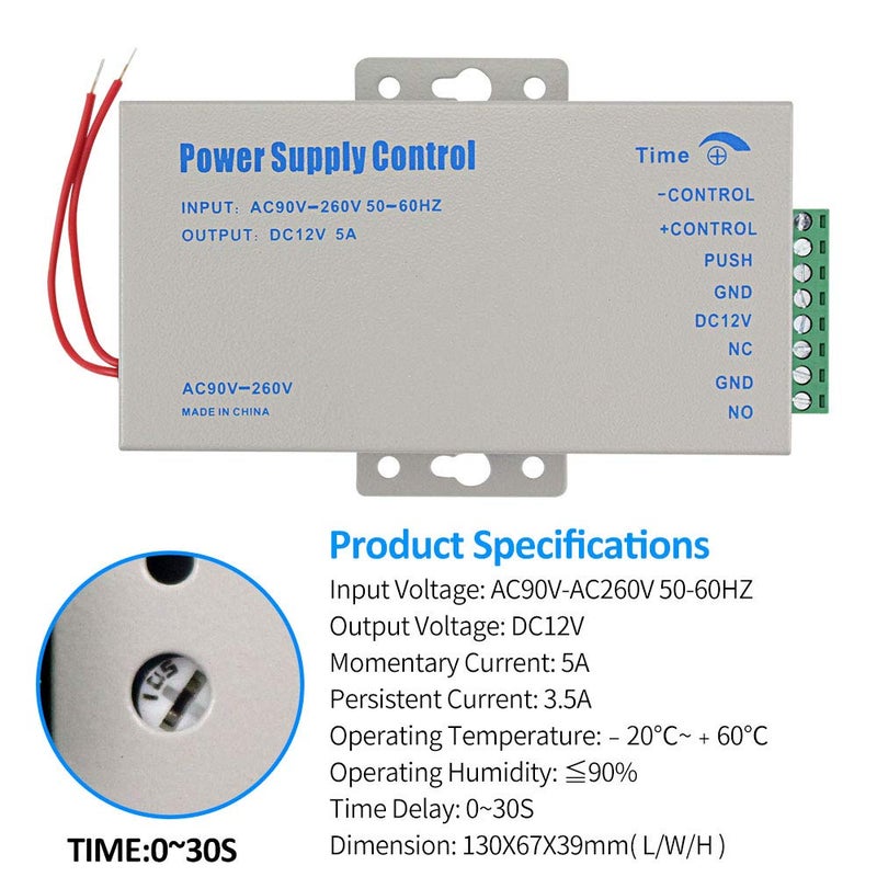 LIBO Smart Home مزود طاقة التحكم في الوصول YiToo K80 مفتاح الطاقة DC 12V 5A AC 110~260V لجميع أنواع أنظمة التحكم في الوصول قفل الباب مع تأخير زمني - Image 3
