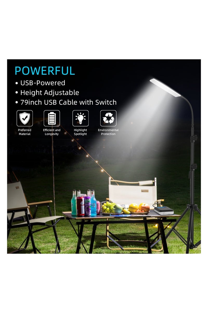 2025 ترقية متعددة الوظائف LED التخييم ضوء 1680 لومن سطوع عالي. 1.7m مرنة خرطوم معدني ثلاثي. USB / بنك الطاقة متوافق. للتخييم / البستنة / الصيد / الطوارئ - Image 2