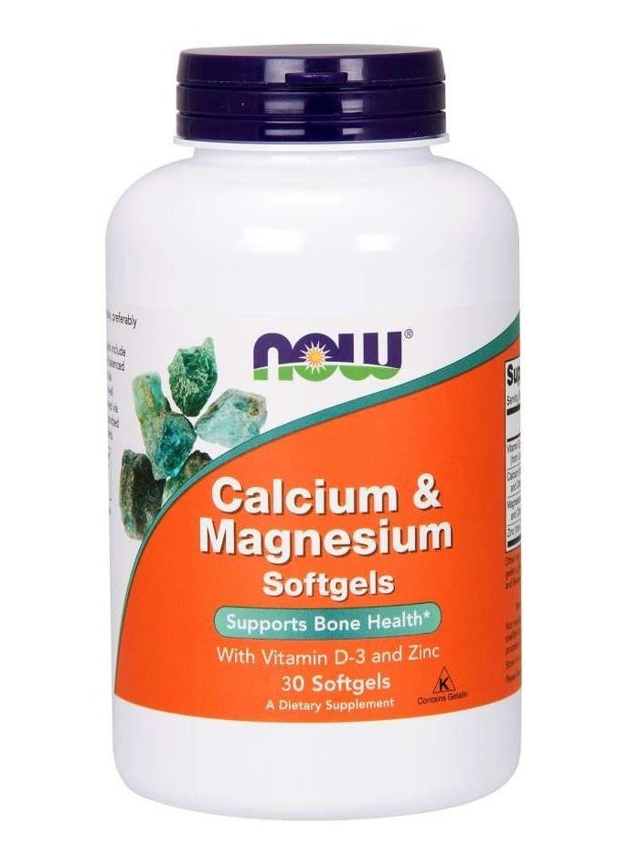 now CALCIUM & MAGNESIUM WITH VITAMIN D-3 AND ZINC SOFTGELS 30S