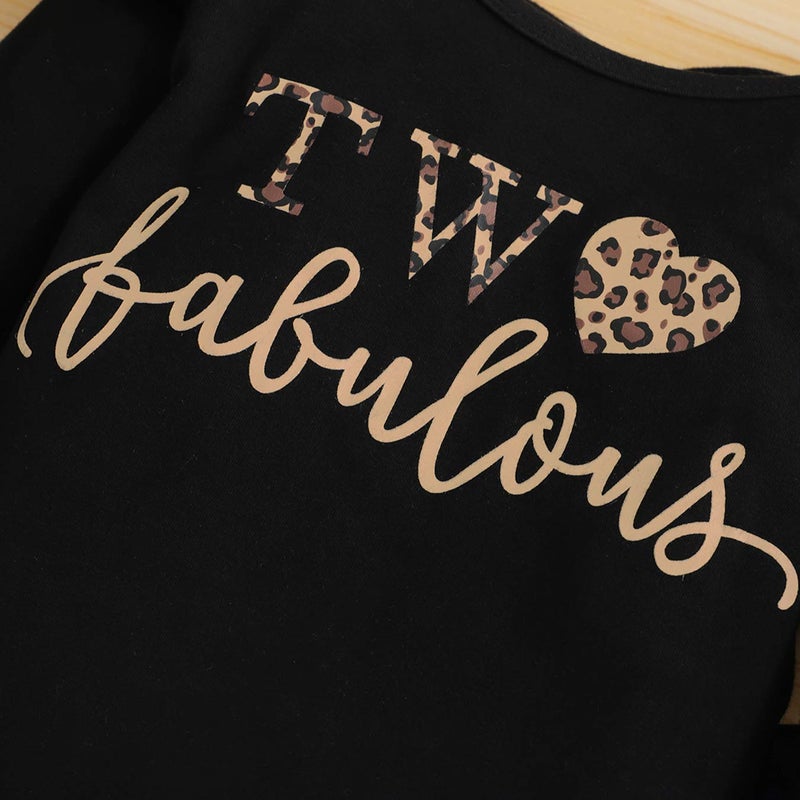 Shalofer Toddler Girl 2nd Birthday Outfit Second Birthday Outfit Girl Leopard Jeans Clothes(Black01,2 T) - Image 4