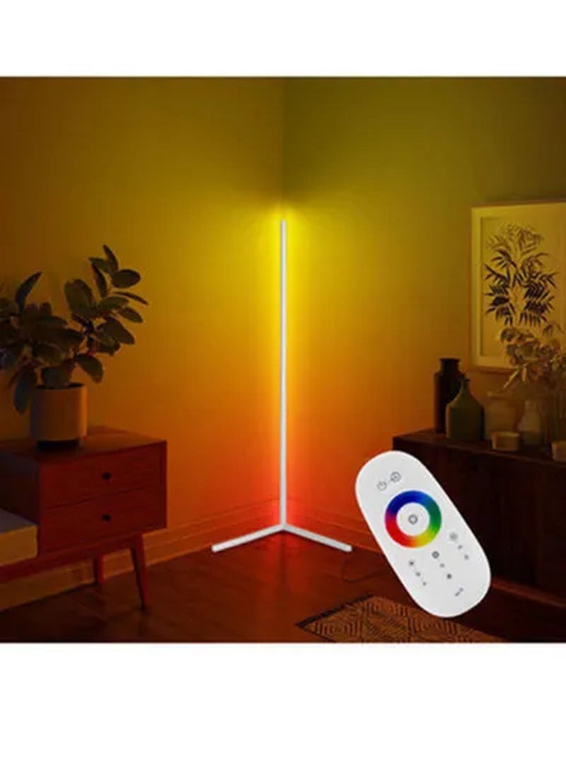 Smart LED Corner Floor Lamp With Remote Control White - Image 1