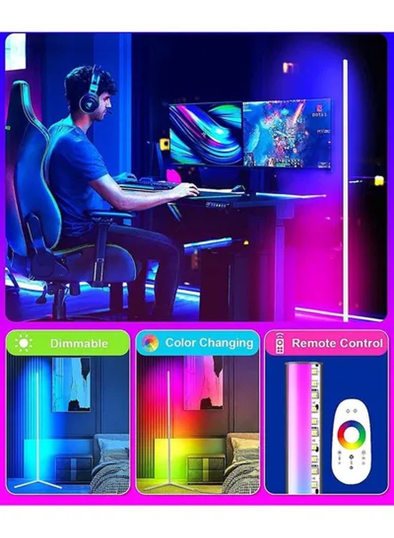 Smart LED Corner Floor Lamp With Remote Control White - Image 2