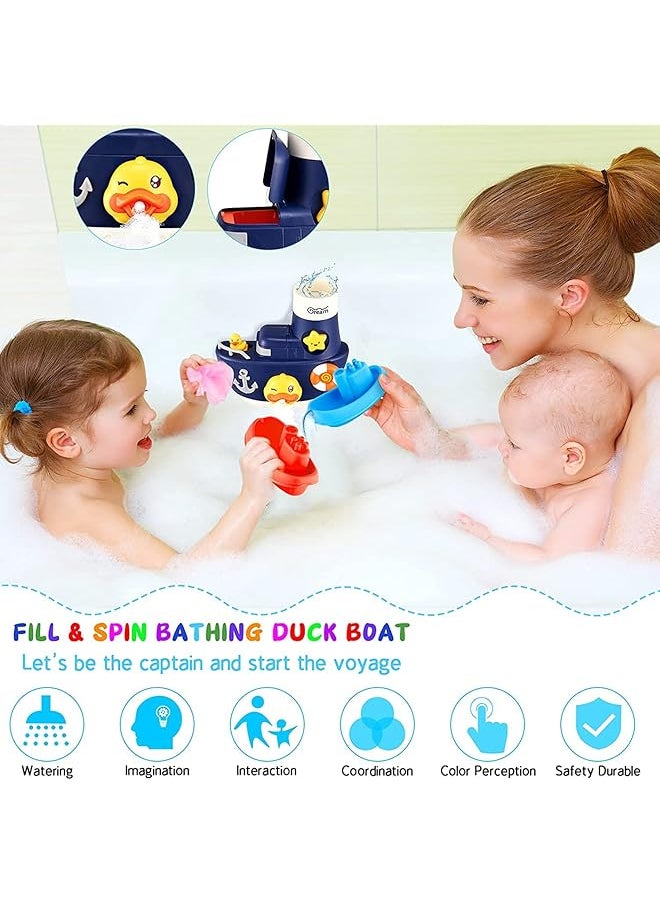 erorex Bath Toys Fill And Spin Boat With Suction Cups Shower Gel Box Floating Duck 2 Stacking Boats  - Image 2