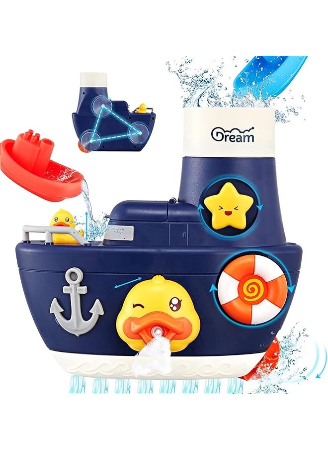 erorex Bath Toys Fill And Spin Boat With Suction Cups Shower Gel Box Floating Duck 2 Stacking Boats  - Image 1
