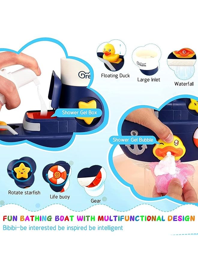 erorex Bath Toys Fill And Spin Boat With Suction Cups Shower Gel Box Floating Duck 2 Stacking Boats  - Image 4