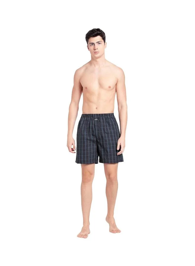 JOCKEY Jockey 1223 Men Super Combed Mercerized Cotton Woven Checkered Boxer Shorts with Side Pocket Pack of 2