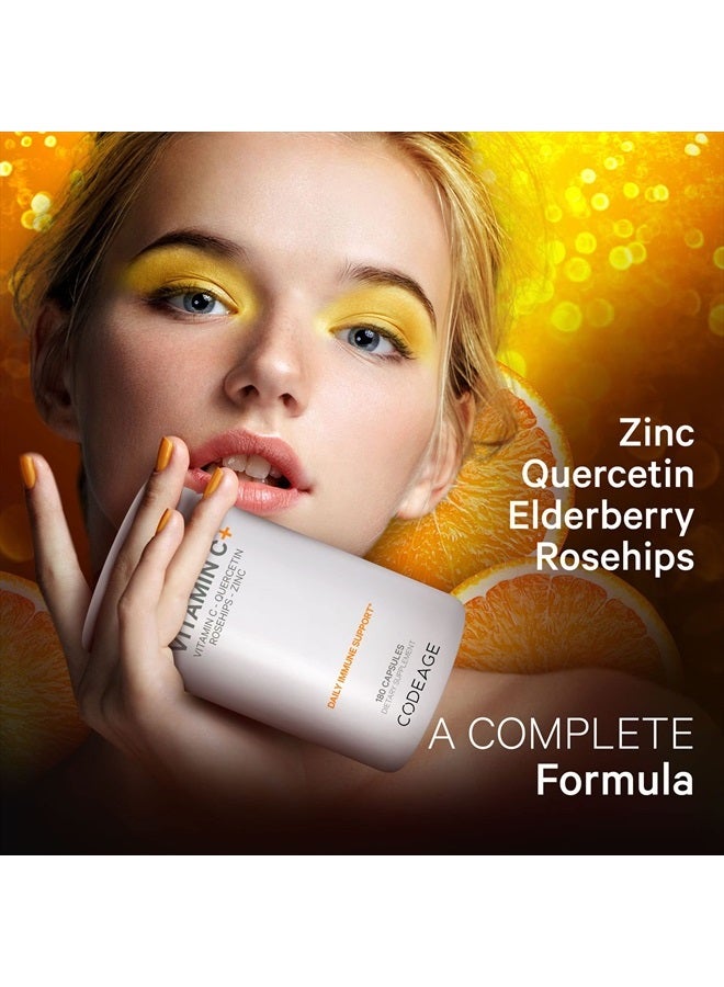 Codeage Liposomal Vitamin C 1500mg with Zinc, Elderberry, Citrus Bioflavonoids Grapefruit, Lemon, Orange Powder, Quercetin & Rose Hips Fruit – Vegan Supplement - Non-GMO, Vegan Pills, 180 Capsules - Image 4