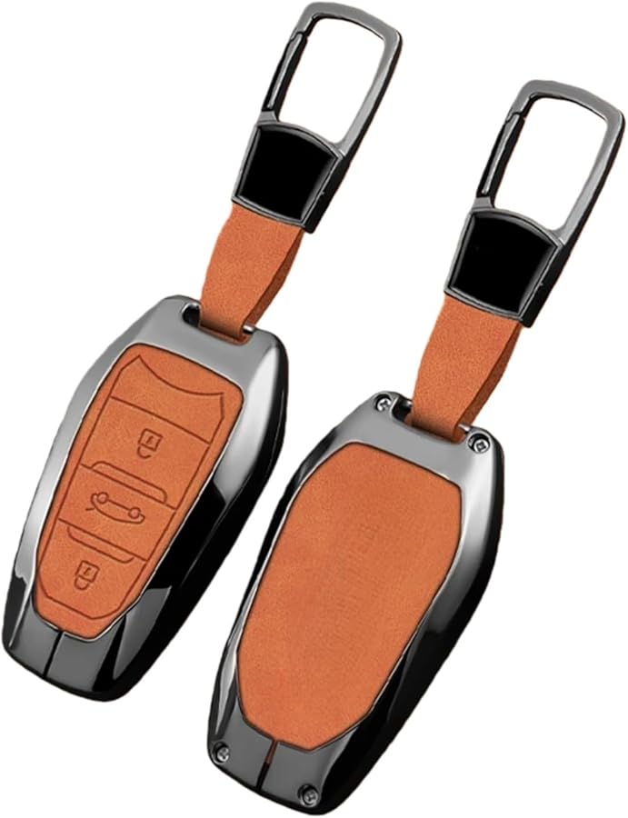 Smart Remote Key Cover Keyring Compatible For Peugeot 2008 In E Orange Color - Image 1