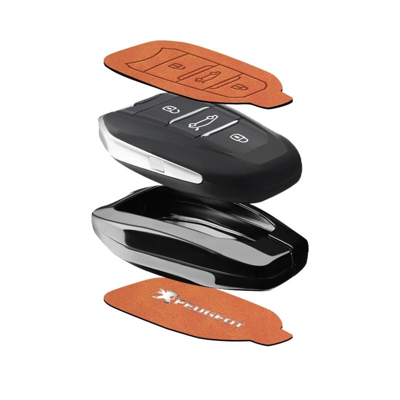 Smart Remote Key Cover Keyring Compatible For Peugeot 2008 In E Orange Color - Image 5