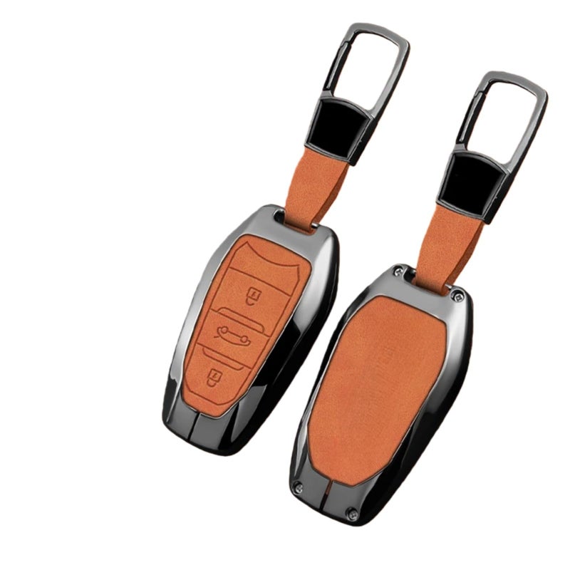 Smart Remote Key Cover Keyring Compatible For Peugeot 2008 In E Orange Color - Image 2