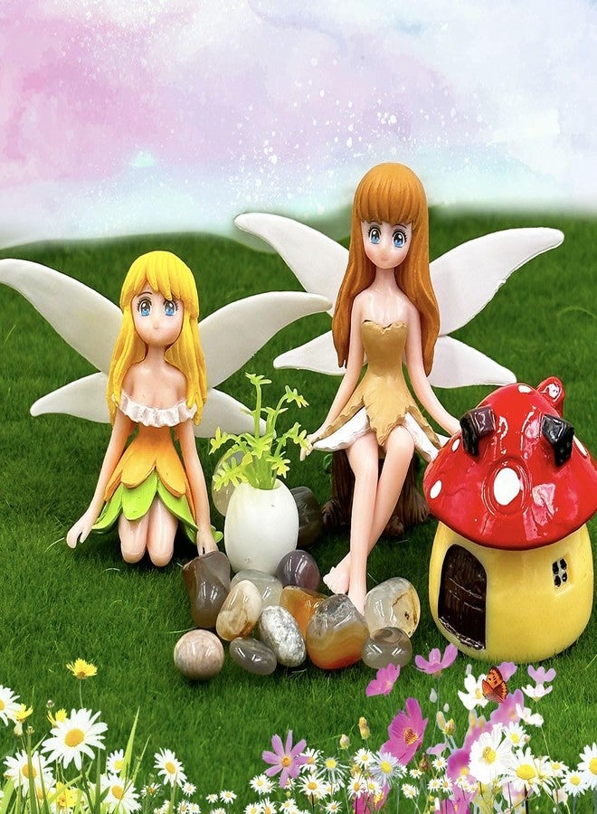 Suartus Miniature Fairy Figurines - 4Pcs Small Flower Fairies Ornaments Resin Mini Fairy Figurines Tiny Elf for DIY Fairy Garden Flower Pot Bonsai Micro Landscapes Craft Decoration Accessories - Image 3