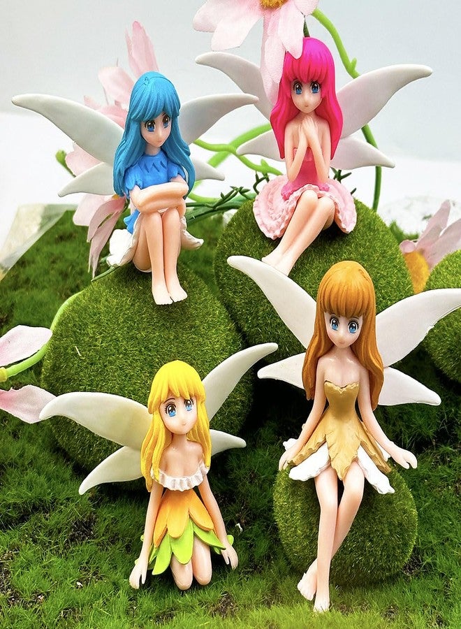 Suartus Miniature Fairy Figurines - 4Pcs Small Flower Fairies Ornaments Resin Mini Fairy Figurines Tiny Elf for DIY Fairy Garden Flower Pot Bonsai Micro Landscapes Craft Decoration Accessories - Image 1