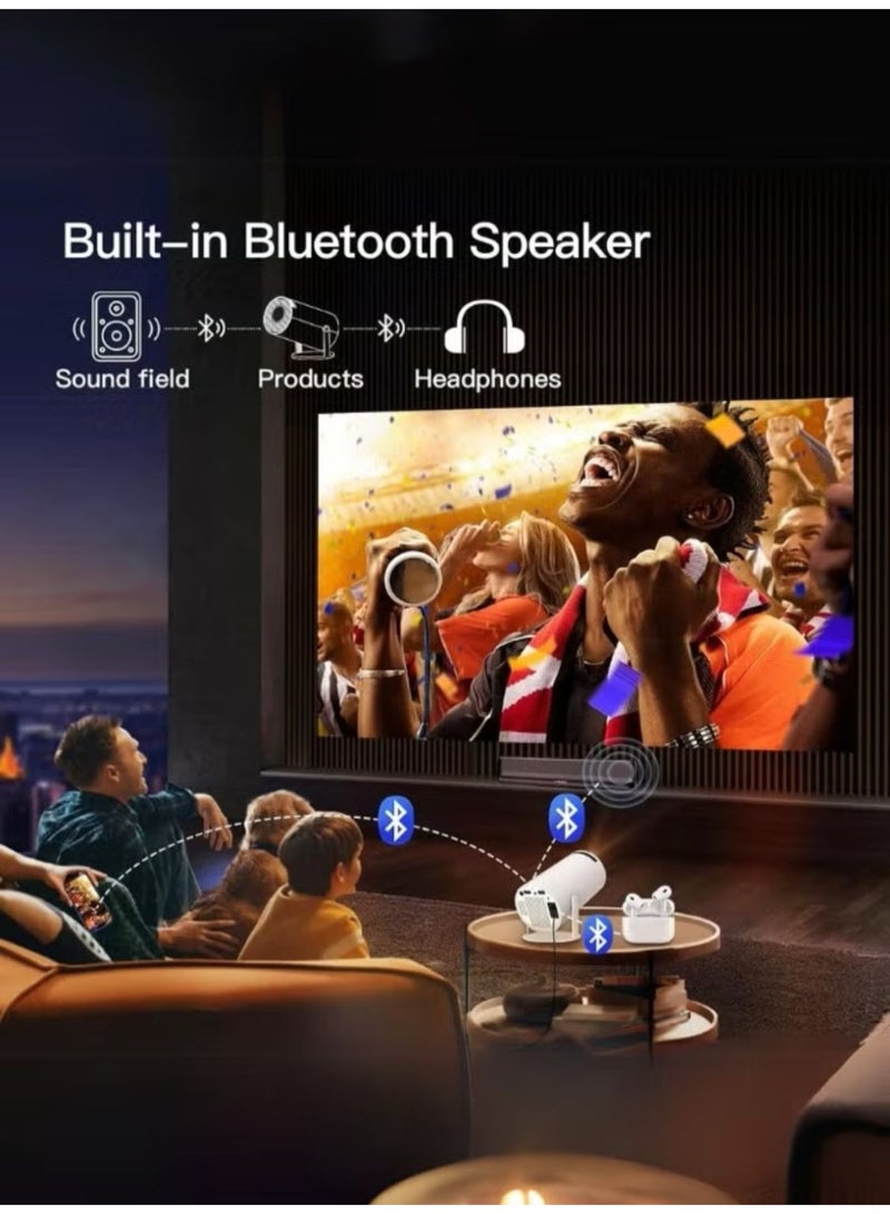 Denx Mini Smart Projector, Portable Built-in WiFi  Android 11  FHD 1080P Projector Support 50,000h, Auto Horizontal Keystone Correction LED Projector 380 Degree Rotation for Phone  1280x720 with 8GB ROM  - Image 1