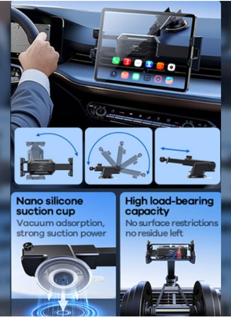 Remax Mena 4-in-1 Car Phone Holder, 360° Rotating Mount, Universal for 4.7-7.2 Inch Phones, Mirror or Console Mounted & Tablet Holder Hands Auto Accessories Flexible Phone Mount (Black)  - Image 3