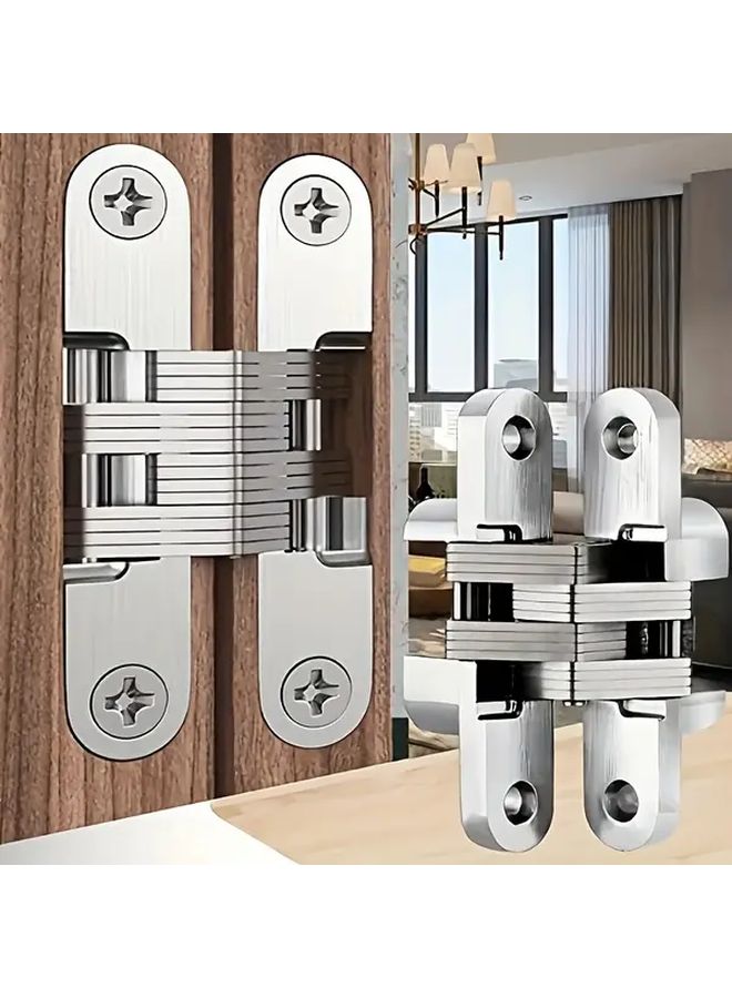 2 Pcs Heavy Duty Stainless Steel Invisible Hinges For Wooden Boxes Interior Doors - Image 1
