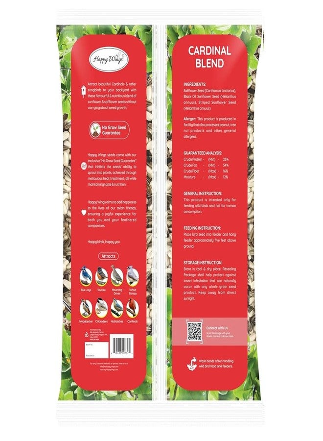 Happy Wings Cardinal Blend Bird Food, Mix of Sunflower and Safflower Seed, 10 Pounds - 5 Pounds Combo Pack of 2 | No Grow Seed | Bird Food for Wild Birds - Image 2