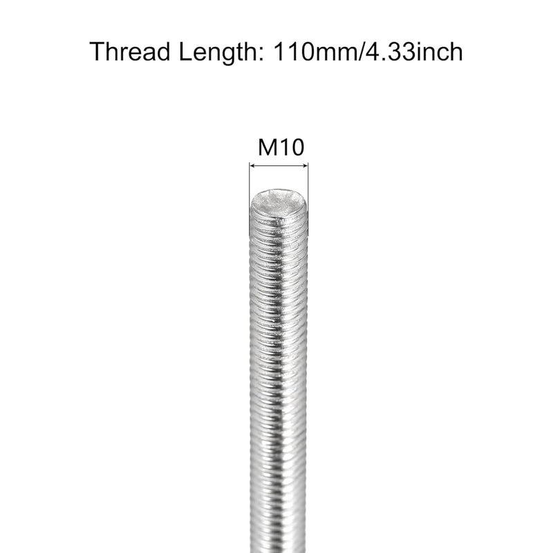 TOP-VIGOR 5Pcs M10-1.5 x 110mm Length Fully Threaded Rod, 304 Stainless Steel Right Hand Threaded Rods, Fully Studding Rod Bar for Anchor Bolts, Clamps, Hangers and U-Bolts - Image 2