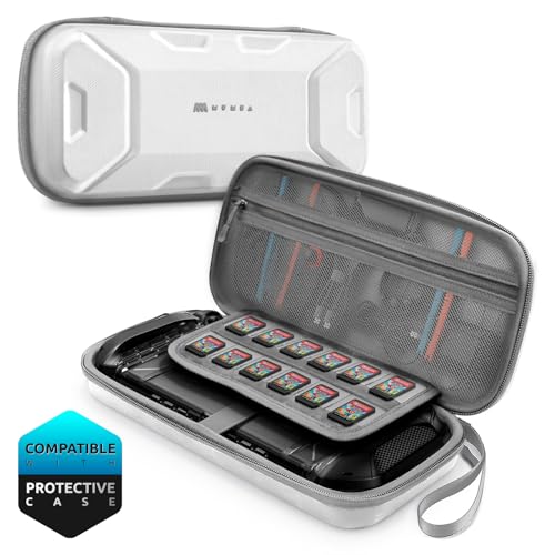 Mumba Carrying Case for Nintendo Switch 2 Fits Console with Protective Case On2025 Plus Version Hard Shell Travel Handbag Pouch with 12 Game Card Slots Large Capacity for Accessories White - Image 1