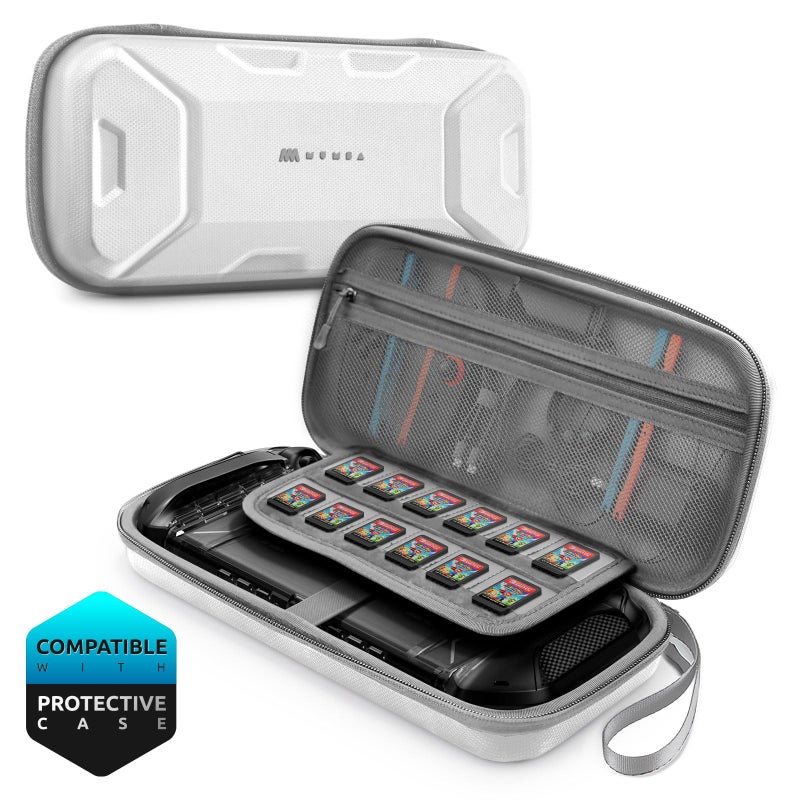 Mumba Carrying Case for Nintendo Switch 2 Fits Console with Protective Case On2025 Plus Version Hard Shell Travel Handbag Pouch with 12 Game Card Slots Large Capacity for Accessories White - Image 2