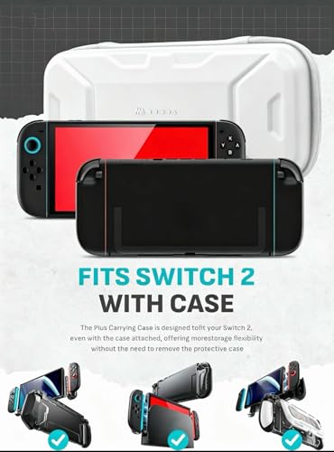 Mumba Carrying Case for Nintendo Switch 2 Fits Console with Protective Case On2025 Plus Version Hard Shell Travel Handbag Pouch with 12 Game Card Slots Large Capacity for Accessories White - Image 3